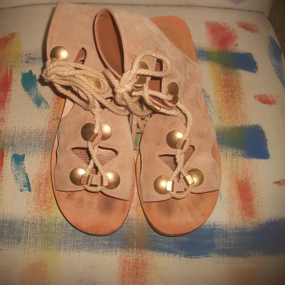 See by Chloe Edna Beige-Suede Studded Gladiator Sandals - Picture 8 of 14